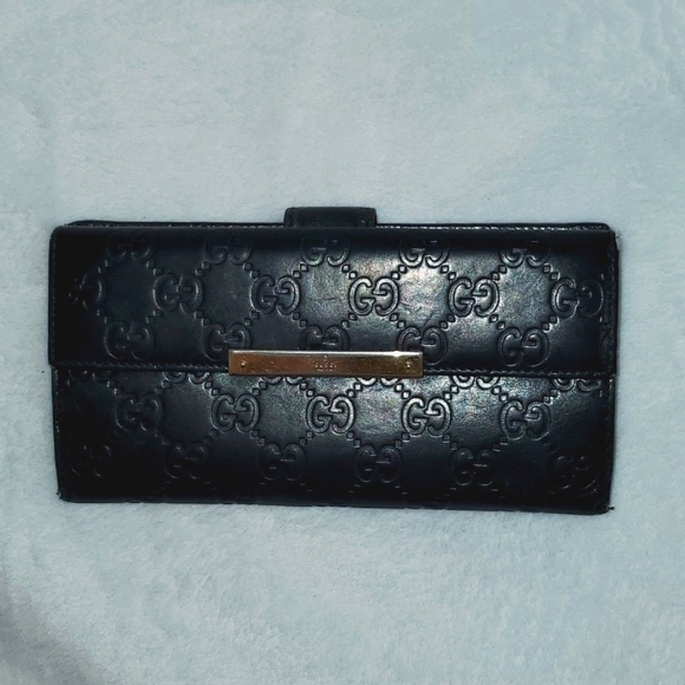 Gucci Black Guccissima Leather Flap Continental Wallet - Picture 16 of 16